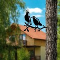 Obiect decorativ de grădină, Bird On The Branch 09, 45x39 cm, Negru