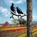 Obiect decorativ de grădină, Bird On The Branch 09, 45x39 cm, Negru