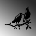 Obiect decorativ de grădină, Bird On The Branch 09, 45x39 cm, Negru