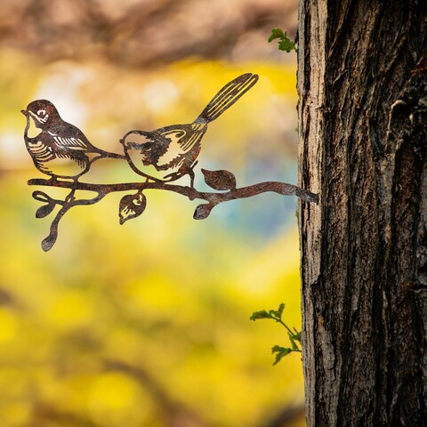 Obiect decorativ de grădină, Bird On The Branch 04, 50x26 cm, Maro