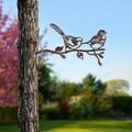 Obiect decorativ de grădină, Bird On The Branch 04, 50x26 cm, Maro