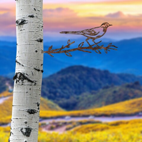 Obiect decorativ de grădină, Bird On The Branch 05, 50x20 cm, Maro