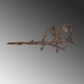 Obiect decorativ de grădină, Bird On The Branch 06, 50x20 cm, Maro