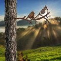 Obiect decorativ de grădină, Bird On The Branch 07, 45x23 cm, Maro