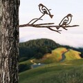 Obiect decorativ de grădină, Bird On The Branch 08, 45x20 cm, Maro