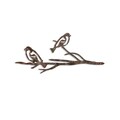 Obiect decorativ de grădină, Bird On The Branch 08, 45x20 cm, Maro