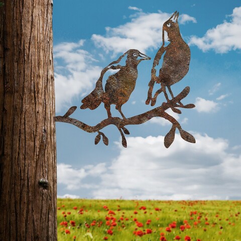 Obiect decorativ de grădină, Bird On The Branch 09, 45x39 cm, Maro