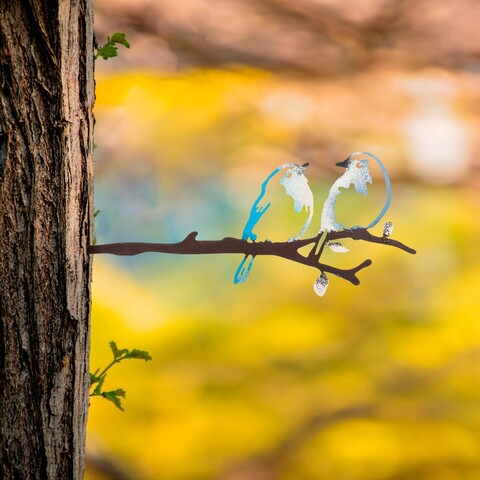 Obiect decorativ de grădină, Bird on the branch 26, 20x50 cm, Multicolor