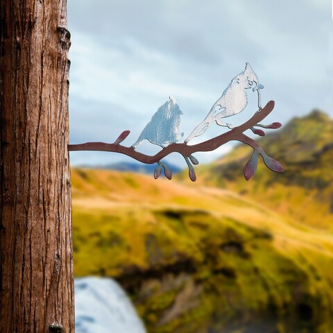 Obiect decorativ de grădină, Bird on the branch 27, 23x45 cm, Multicolor