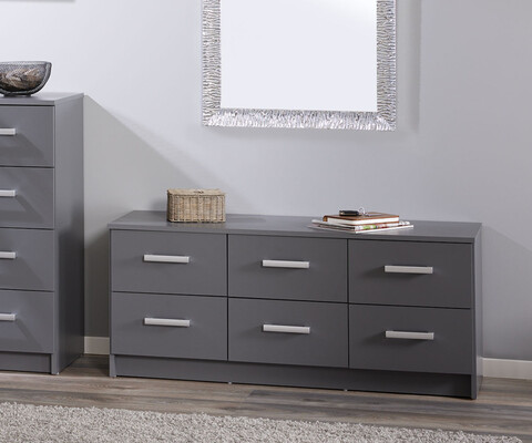 Comoda Elenzio 6, Inter Link, 121.8x40x50.8 cm, PAL, gri