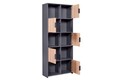 Corp biblioteca Pepeto 5T, Inter Link, 77x30x185 cm, lemn, antracit/stejar