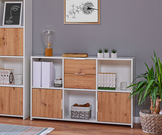 120x30x77 cm, Alb;Stejar