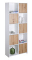 Corp biblioteca Pepeto 5T, Inter Link, 77x30x185 cm, lemn, alb/stejar