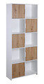 Corp biblioteca Pepeto 5T, Inter Link, 77x30x185 cm, lemn, alb/stejar
