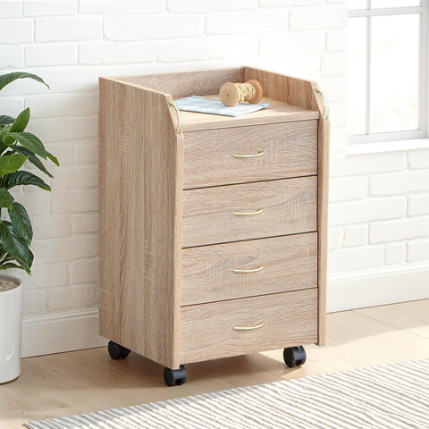 Masuta cu roti / dulap de birou Novi, Inter Link, 40x36x65 cm, MDF, sonoma