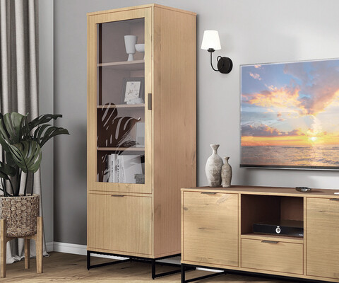 Dulap multifunctional Vivo 2T, Inter Link, 70x45x190 cm, lemn, stejar/negru