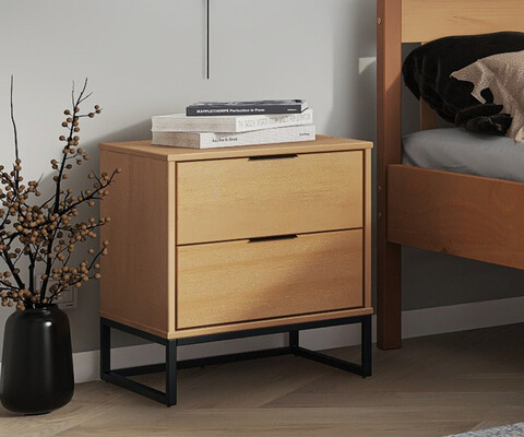 Noptiera Luna 2S, Inter Link, 50x45x59 cm, lemn, stejar