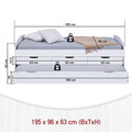 Pat multifunctional pentru o persoana, 90x190 cm, Ulli, Inter Link, lemn, alb