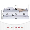 Pat multifunctional pentru o persoana, 90x200 cm, Ulli, Inter Link, lemn, alb