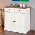 Comoda Westerland 3.2 , Inter Link, 90x45x86 cm, lemn, alb/maro sepia