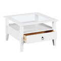 Masuta de cafea Provence 1, Inter Link, 75x75x45 cm, lemn/sticla securizata, alb