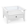 Masuta de cafea Provence 1, Inter Link, 75x75x45 cm, lemn/sticla securizata, alb