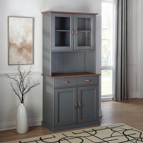 Bufet Luzerna 5.1, Inter Link, 90x45x190 cm, lemn, gri/sepia