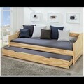 Pat multifunctional pentru o persoana cu spatiu de depozitare/pat suplimentar, 90x200 cm, Leonie 23, Inter Link, lemn, natur