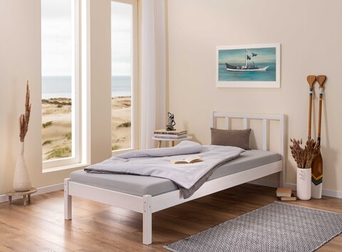 Pat pentru o persoana, 90x200 cm, Fredy, Inter Link, lemn, alb