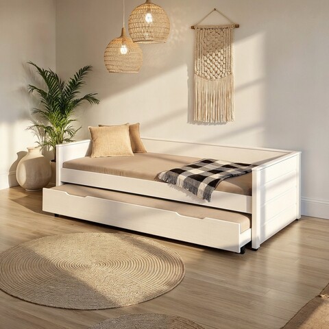 Pat multifunctional pentru camera copilului, 90x200 cm, Dream The Future, Inter Link, lemn, alb