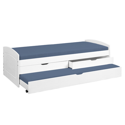 Pat multifunctional pentru camera copilului, 90x200 cm, Ried, Inter Link, lemn, alb