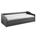 Pat multifunctional pentru o persoana, 90x200 cm, Leonie 23, Inter Link, lemn, gri
