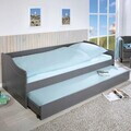Pat multifunctional pentru o persoana, 90x200 cm, Leonie 23, Inter Link, lemn, gri