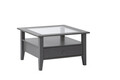 Masuta de cafea Provence 1, Inter Link, 75x75x45 cm, lemn/sticla securizata, gri