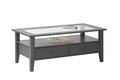 Masuta de cafea Provence 7, Inter Link, 115x60x45 cm, lemn/sticla securizata, gri