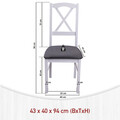 Set 2 scaune Zofia, Inter Link, 43x40x94 cm, lemn, alb/antracit