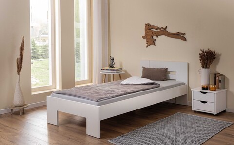 Pat pentru o persoana, 90x200 cm, Annik, Inter Link, lemn, alb