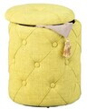 Taburet cu spatiu de depozitare Yapak, Inter Link, 34x34x40 cm, poliester, galben