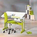 Birou pentru copii reglabil pe inaltime Pijii, Inter Link, 109x55x63-96 cm, lemn, alb/verde