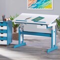 Birou pentru copii reglabil pe inaltime Pijii, Inter Link, 109x55x63-96 cm, lemn, alb/albastru