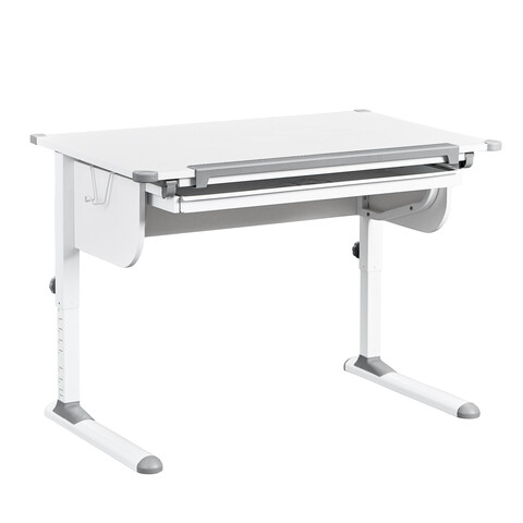 Birou pentru copii reglabil pe inaltime Studare, Inter Link, 110x68x55-78 cm, MDF, alb/gri