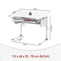 Birou pentru copii reglabil pe inaltime Studare, Inter Link, 110x68x55-78 cm, MDF, alb/gri