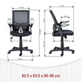 Scaun de birou pentru copii Jilli, Inter Link, 47x50x90-99 cm, rotativ, plastic/poliester, negru