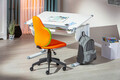 Scaun de birou pentru copii Jessi, Inter Link, 52x56x94-103.5 cm, rotativ, plastic/poliester, portocaliu/verde
