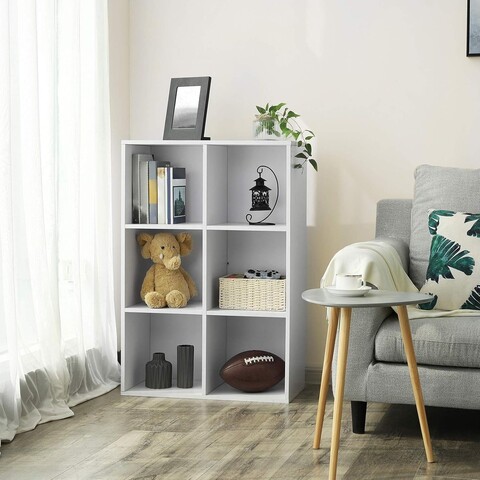 Biblioteca cu 6 compartimente, Vasagle, 65.5x30.5x97.5 cm, PAL, alb