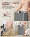 Cos de rufe cu doua compartimente, Vasagle, 73x33x72 cm, 2 x 46 L, MDF/tesatura Oxford, alb/gri deschis
