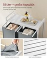 Cos de rufe cu doua compartimente, Vasagle, 73x33x72 cm, 2 x 46 L, MDF/tesatura Oxford, alb/gri deschis