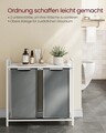 Cos de rufe cu doua compartimente, Vasagle, 73x33x72 cm, 2 x 46 L, MDF/tesatura Oxford, alb/gri deschis