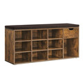 Bancheta cu pantofar, Vasagle, 11 compartimente, 104x30x48 cm, PAL/MDF, maro rustic