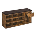 Bancheta cu pantofar, Vasagle, 11 compartimente, 104x30x48 cm, PAL/MDF, maro rustic